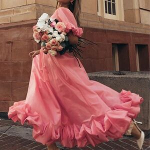 Ivy City Co Pink Maxi Dress with Ruffle Hem